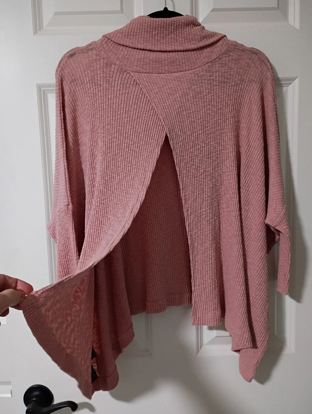 Free People Beach World Traveler Split Back Cowlneck Pullover- Dusty Rose